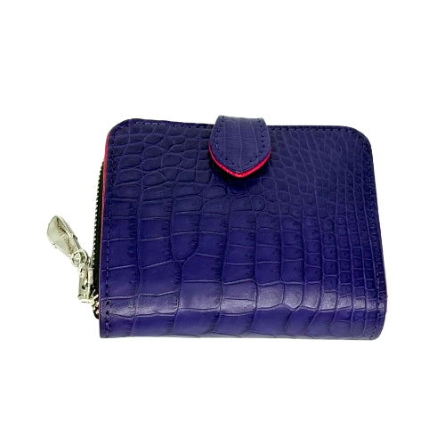 "The Aurora" Purple Square Croco Zip Around Wallet