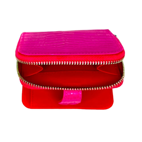 "The Aurora" Pink Square Croco Zip Around  Wallet