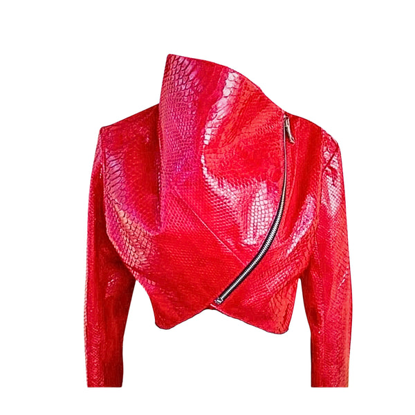 "Kiss of Spring" Pink Python Bolero Jacket: A Bold and Stylish Statement Piece