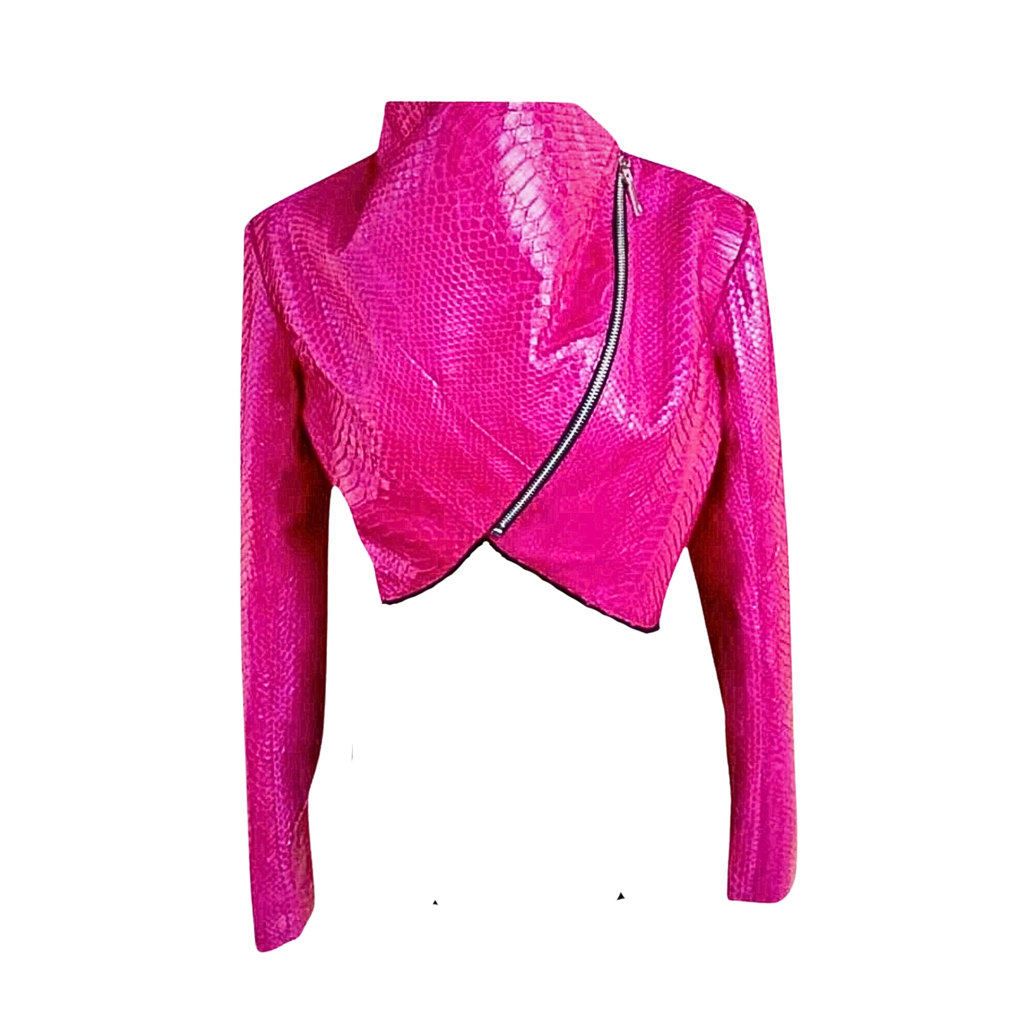 "Kiss of Spring" Pink Python Bolero Jacket: A Bold and Stylish Statement Piece