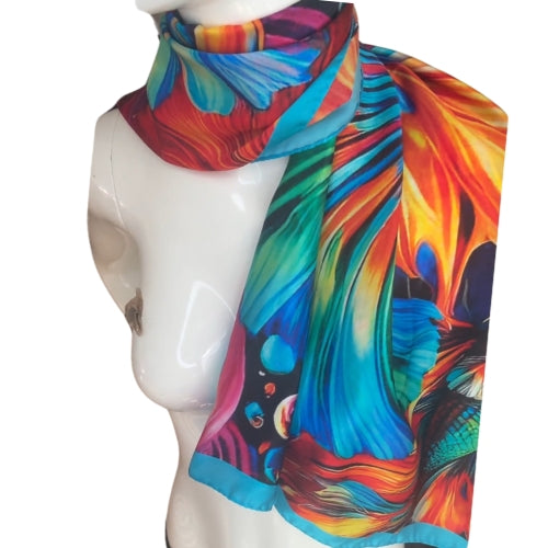 "Magic Fish" Luxury Italian Silk Scarf