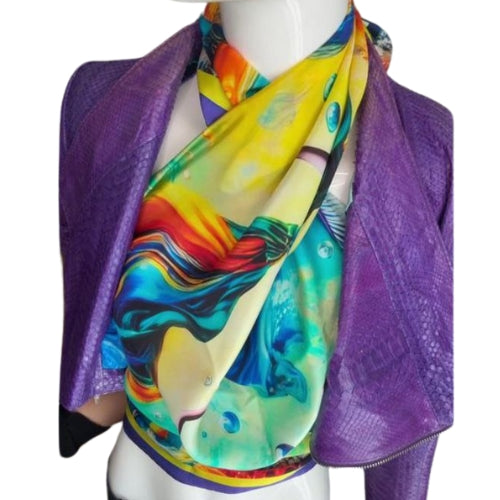 "Mermaid’s Underwater Dance" Luxury Italian Silk Scarf