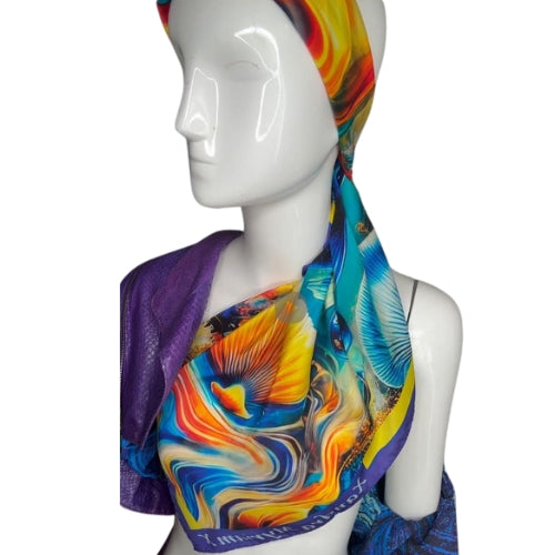 "Mermaid’s Underwater Dance" Luxury Italian Silk Scarf