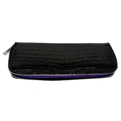 "The Radiant Grace" Black Rectangular Croco Wallet-Two Colored