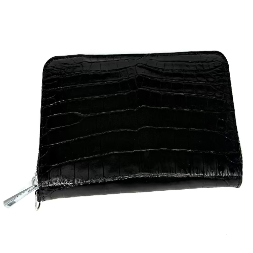 "The Radiant Grace" Black Rectangular Croco Wallet-Two Colored