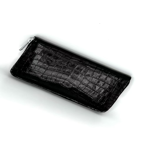 "The Radiant Grace" Black Rectangular Croco Wallet-Two Colored