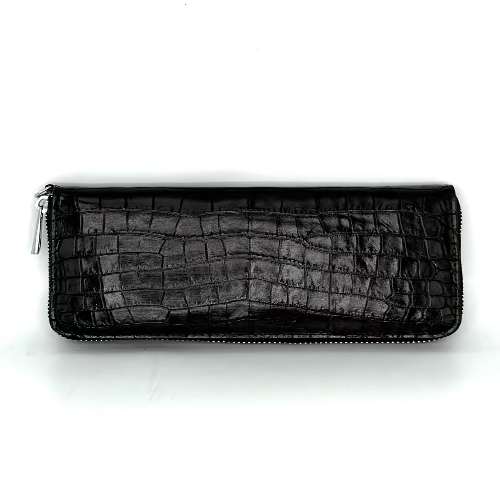 "The Radiant Grace" Black Rectangular Croco Wallet-Two Colored