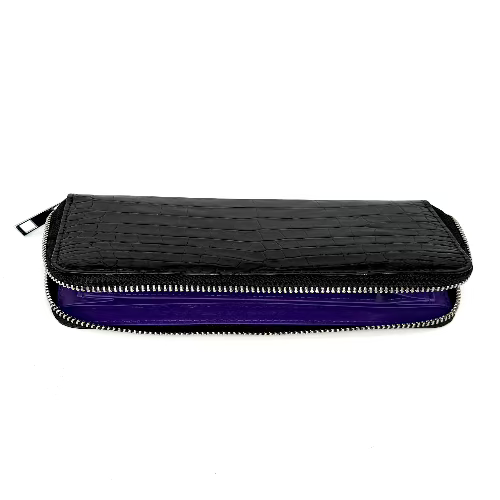 "The Radiant Grace" Black Rectangular Croco Wallet-Two Colored