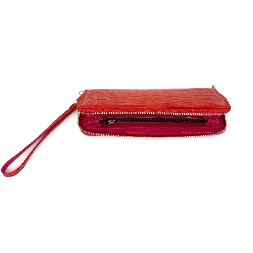 "The Radiant Grace" Red Rectangular Croco Wallet-Two Colored