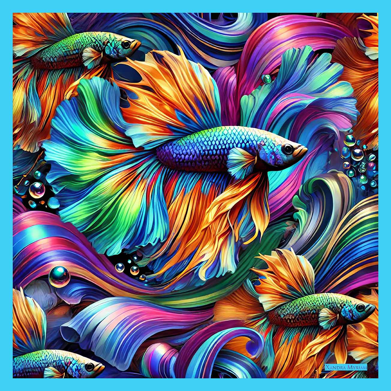 "Magic Fish" Luxury Italian Silk Scarf