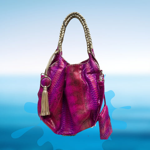 Comfortanle Chich-Opulent Python Shoulder Bag - Pink