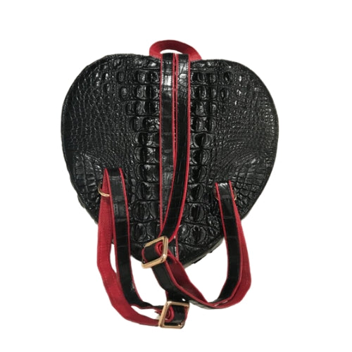 "Shape Of Love"Black Heart- Shaped  Real Crocodile Backpack |Showcase