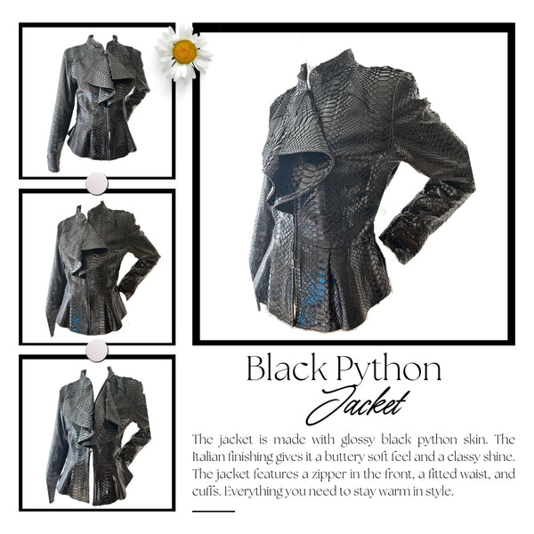 Black Exotic Skin Jacket Haute Couture cut