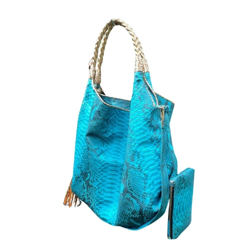 "Comfortable Chic" A Turquoise Opulent Python Shoulder Bag