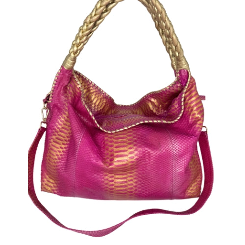 "Comfortable Chic" A Fuchsia Pink Opulent Python Shoulder Bag