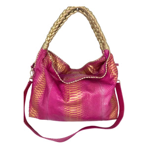 "Comfortable Chic" A Fuchsia Pink Opulent Python Shoulder Bag