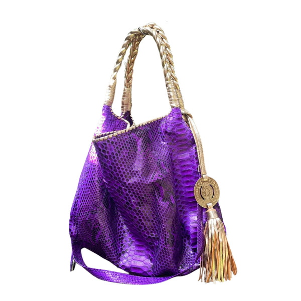 "Comfortable Chic" A Purple Opulent Python Shoulder Bag