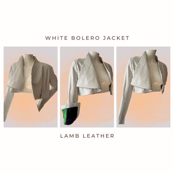 White Bolero Jacket - Finest Lamb Leather
